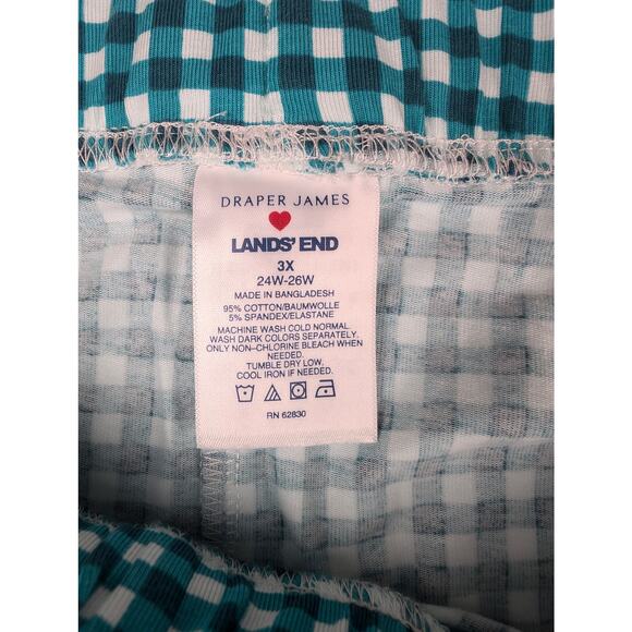 Draper James Lands End PJ Set Green Gingham Check Long Sleeve Shirt Pant Size 3X - Picture 8 of 13